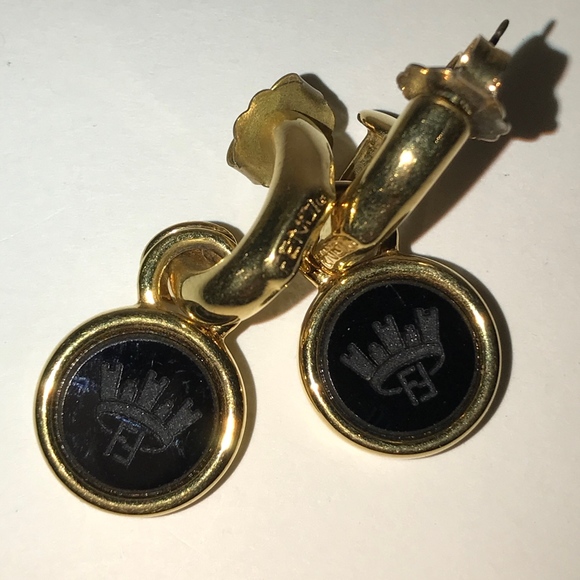 Fendi Jewelry - Vintage Fendi FF Crown logo pierce dangle earrings